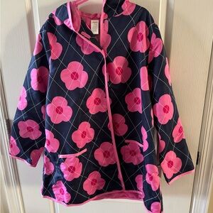 Kids Floral Hooded Jacket - Pink and Black